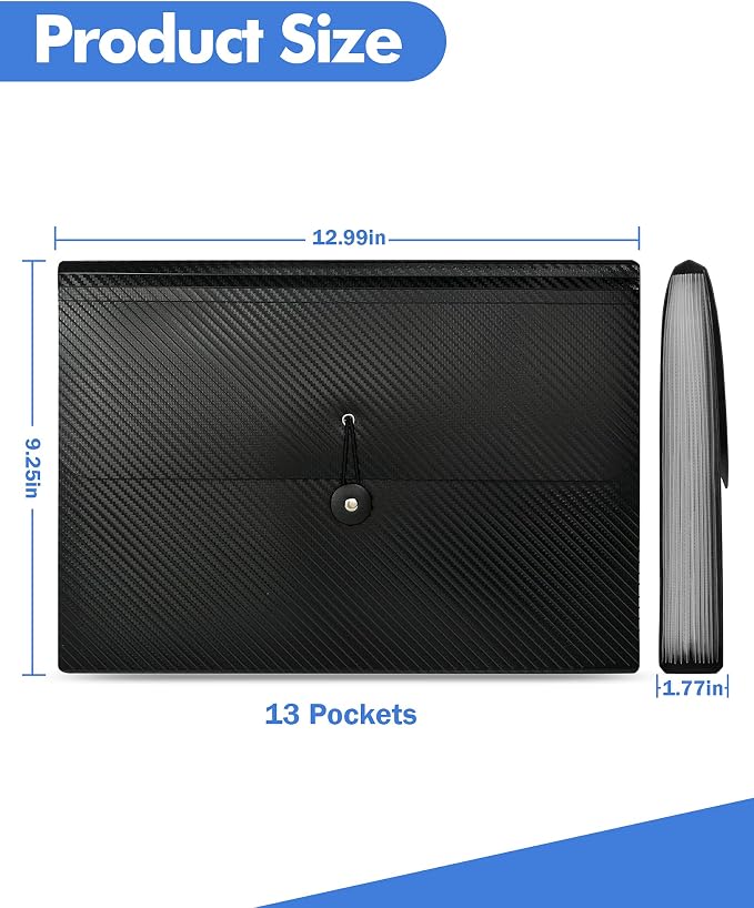 Expanding File Folder with Tabs, 13 Pockets File Organizer Accordion File - Image 3