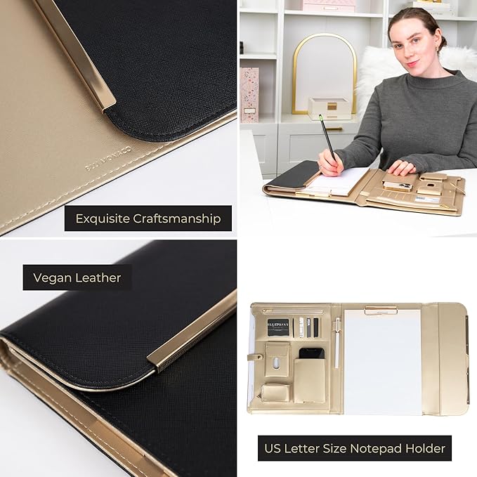 BLU MONACO | Black Vegan Leather Portfolio Binder - Image 6