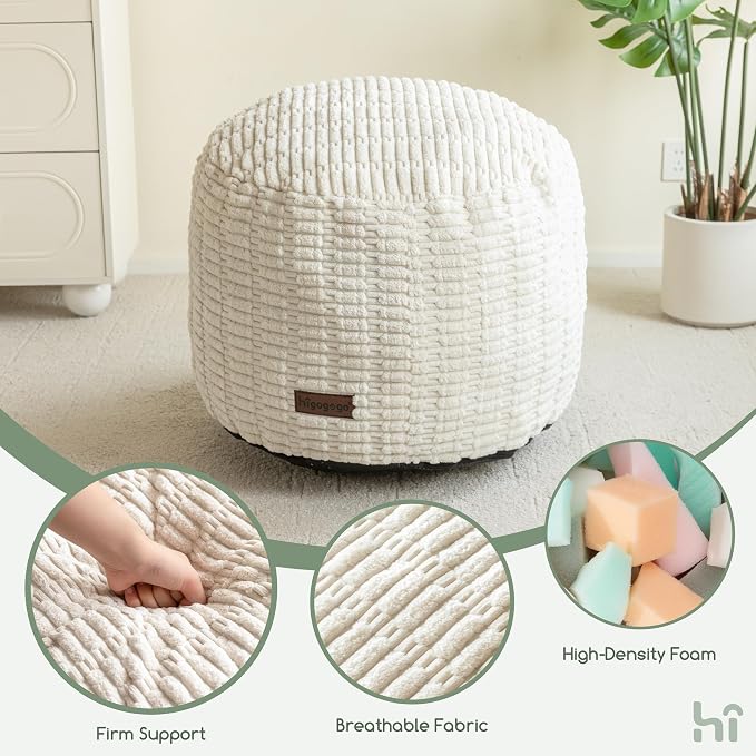 HIGOGOGO Pouf Ottoman Stuffed Round Modern Foam Filled Foot Rest Poufs - Image 6