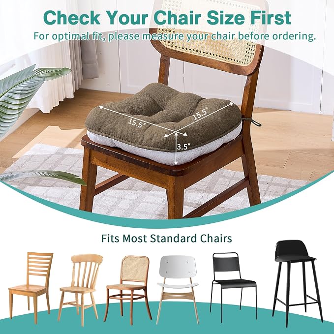 BETU Chair Cushions for Dining Chairs Set of 2, 3.5" Thick Kitchen Table Chair - Image 4