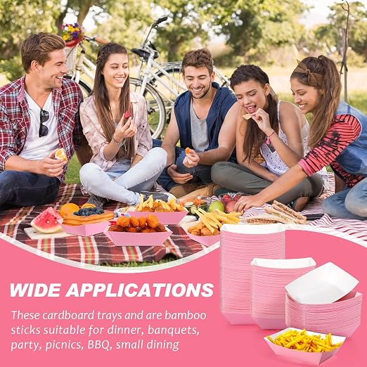 Yinkin 200 Pcs Paper Boat Disposable Graduation Food Trays Nacho Trays Kraft - Image 6