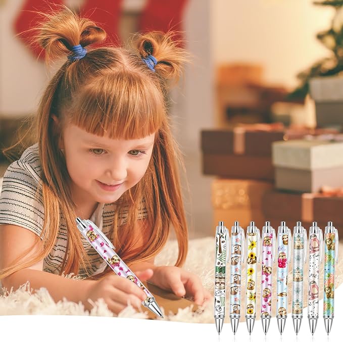 Ireer 8 Pcs Ballpoint Pens for Women 1.00 mm Cute Black Ink Fancy Pens Fine - Image 5
