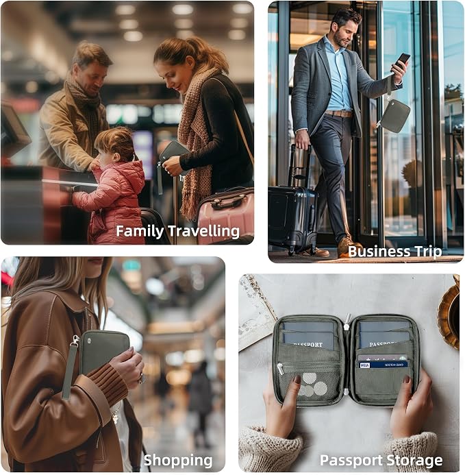 WALNEW Passport Holder Family for 4, RFID Blocking Travel Wallet Women Men - Image 7