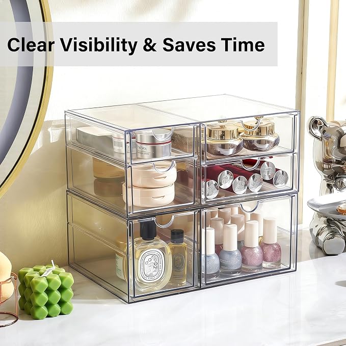 Prsildan Acrylic Makeup Organizer Clear Storage Drawer - Image 4