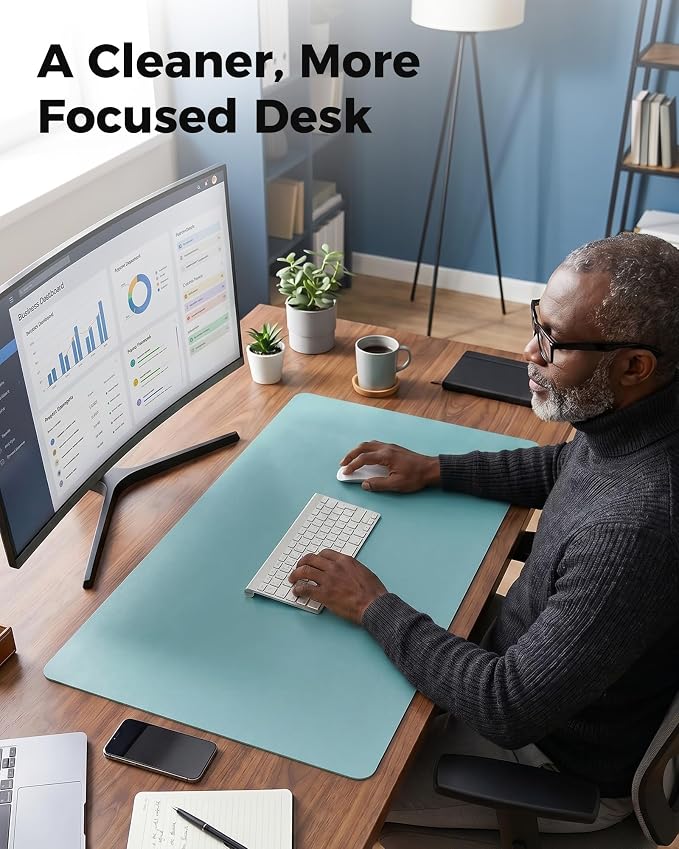 Aothia Double-Sided Desk Pad – 35.4" x 15.7" Leather Desk Mat - Image 7