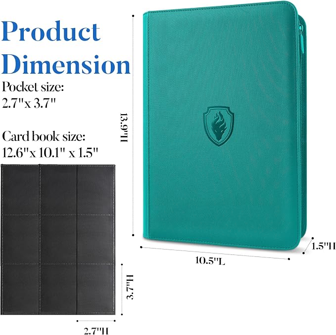 Premium Zip Card Binder, Fabmaker 9 Pocket Trading Card Binder, PU Cover Zipper - Image 6