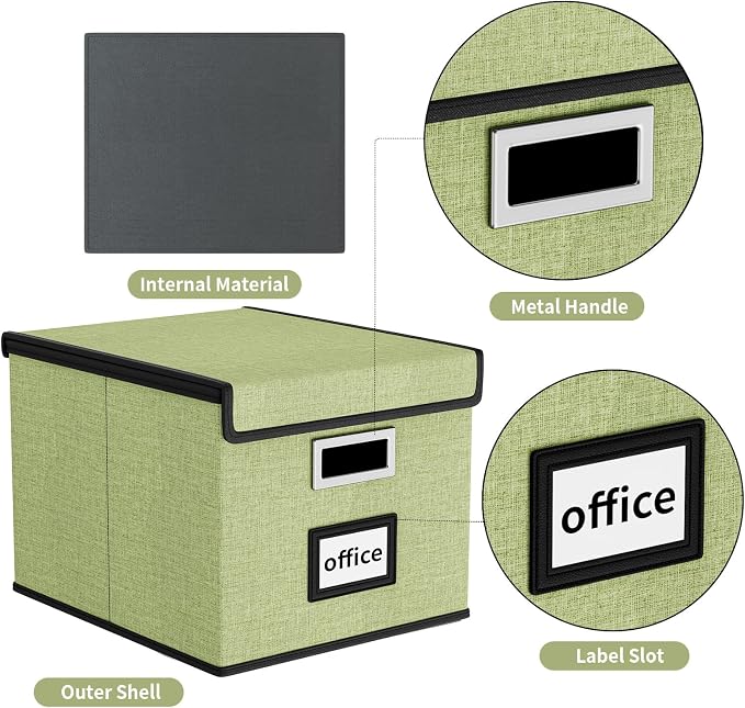 File Organizer Box with Lid, Collapsible File Folder Organizer - Image 4
