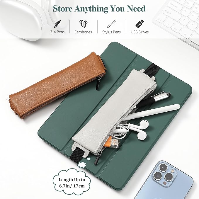 MoKo Elastic Pen Holder for Notebook, 4 Pieces PU Leather Pencil Case - Image 3