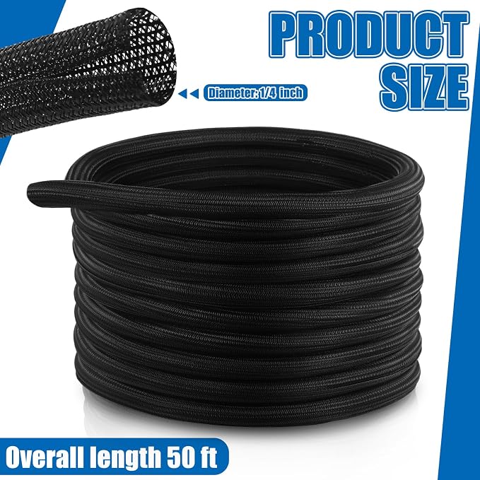 Pangda 50ft Split Wire Loom Tubing Flame Retardant Braided Cable Sleeve Split - Image 3