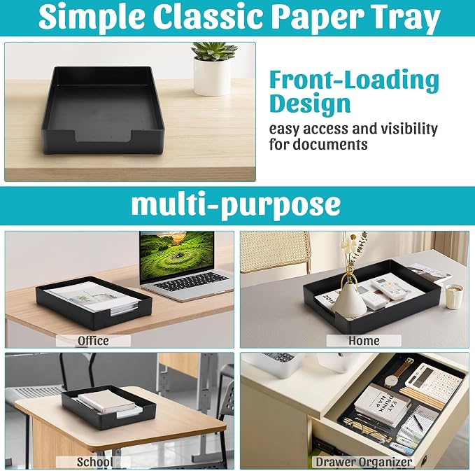Letter-Size Tray Desk Letter Tray Paper Tray, Sturdy Heavy-Duty Plastic Printer - Image 6