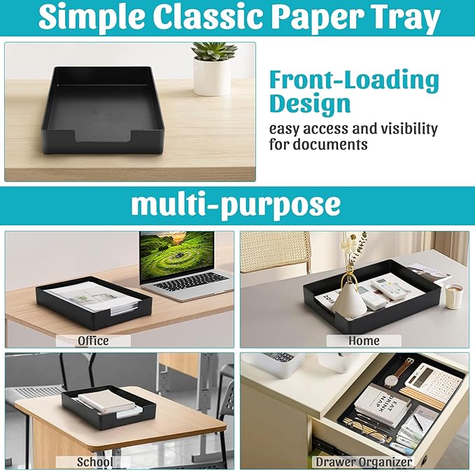 Letter-Size Tray Desk Letter Tray Paper Tray, Sturdy Heavy-Duty Plastic Printer - Image 6