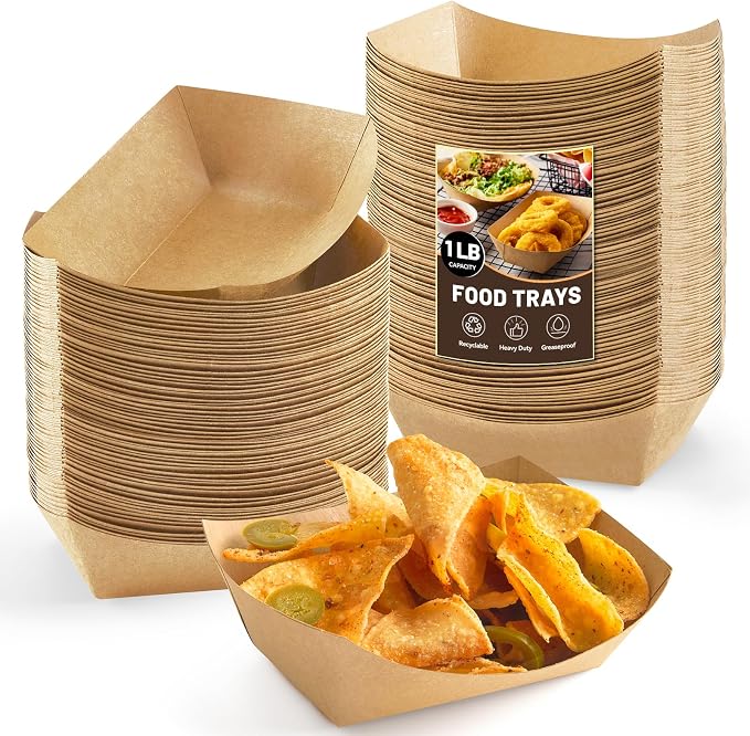 ZORRITA Small Paper Food Trays, 1 Lb, 250 Pack | Disposable, Kraft Brown Food by ZORRITA
