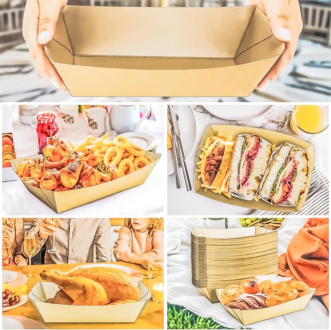150 Pack 5LB Extra Large Paper Food Boats Trays Disposable Paper Boat Plate - Image 6