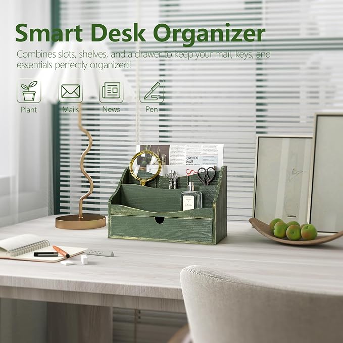 Rebee Vision Pine Wood Mail Organizer - Image 3