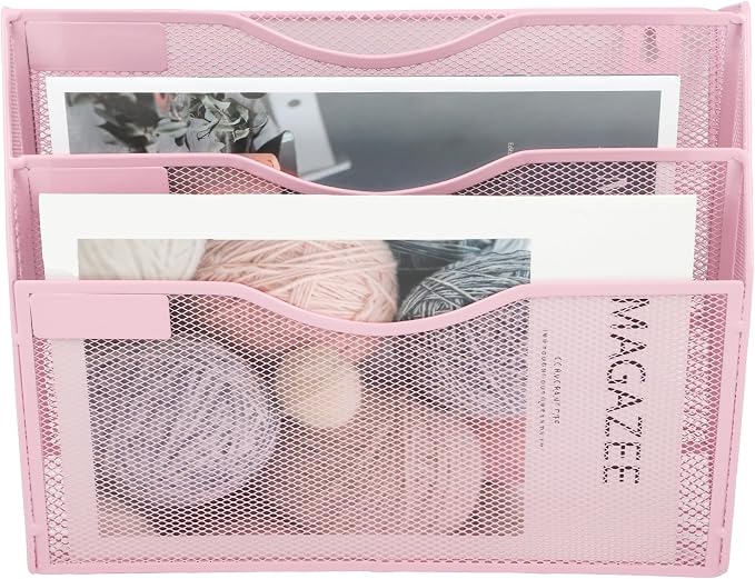 EASEPRES 3 Pocket Mesh Hanging Wall File Organizer, Wall Mounted Mail Paper - Image 3