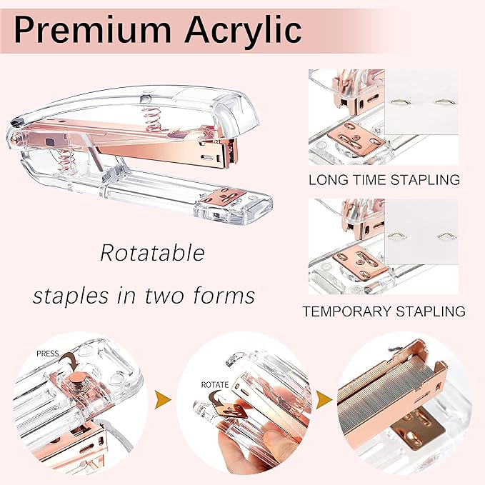 Rose Gold Desk Accessories, Office Supplies Desk Organizers 360°Pen Holder - Image 3