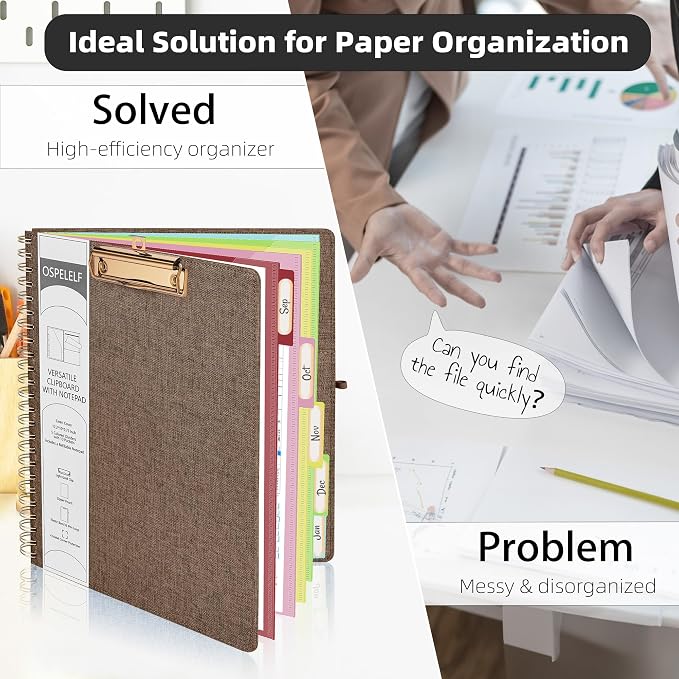 Ospelelf Brown Foldable Spiral Clipboard Folio - Image 5
