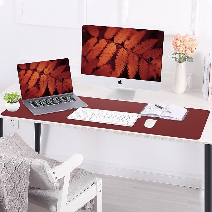 AFIING Leahter Desk Pad 47" x 17", Desk Cover mat | Natural Cork & PU Leather - Image 6