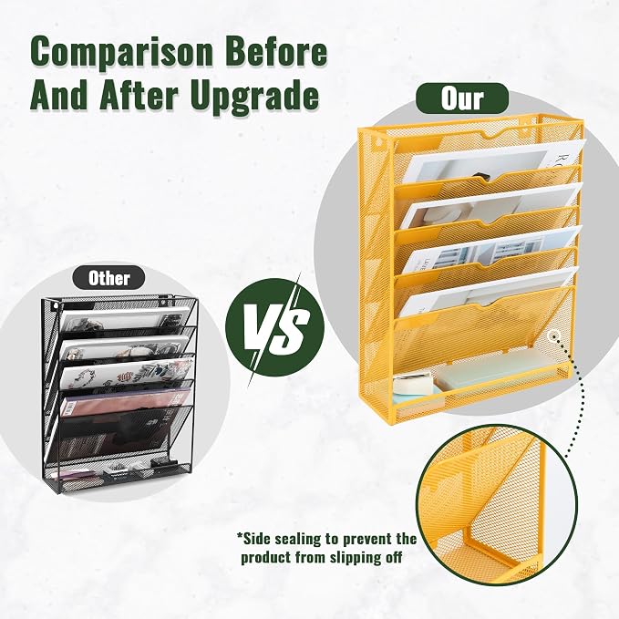 EASEPRES 6 Tier Mesh Hanging Wall File Organizer, Desk Vertical Mail Paper - Image 3