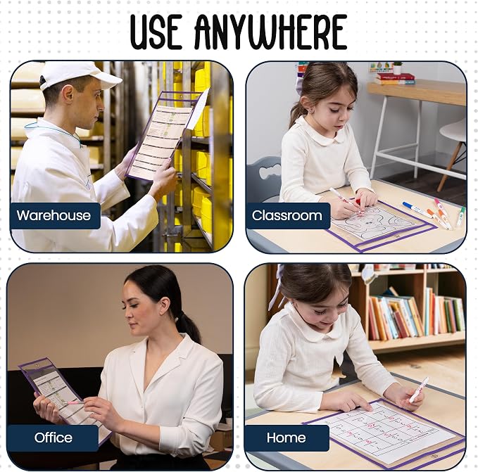 Essex Wares - 6 Pack, Dry Erase Pocket Document Protectors, Water-Resistant & - Image 5