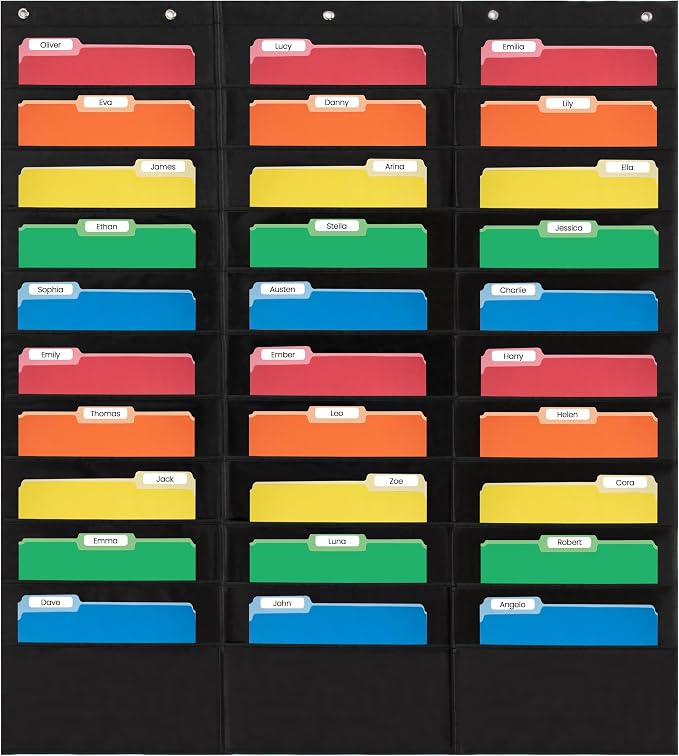 Essex Wares - 30 Pocket File Pocket Chart, and More - Wall Folder Organizer - by EssexWares