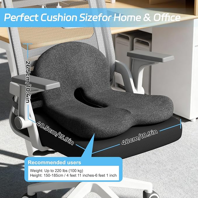 Truck Driver Seat Cushion, Memory Foam L-Shaped Ergonomic Cushion - Image 2