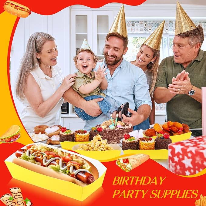 Yeaqee 100 Pcs 7" Paper Hot Dog Trays Disposable Paper Food Nacho Boats Hot Dog - Image 5