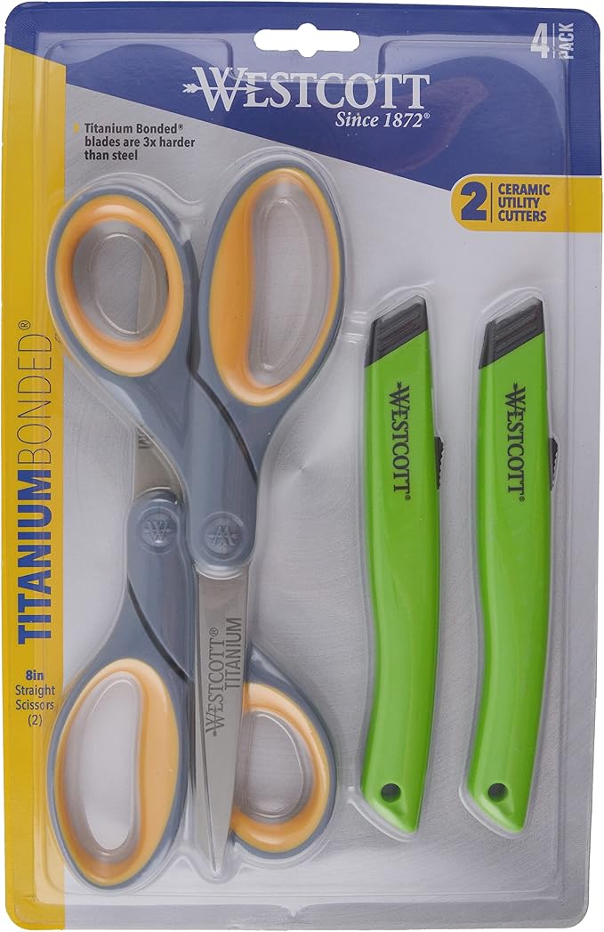 Westcott 2 Titanium Bonded Scissors and 2 Ceramic Utility Cutters by Westcott