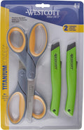 Westcott 2 Titanium Bonded Scissors and 2 Ceramic Utility Cutters by Westcott