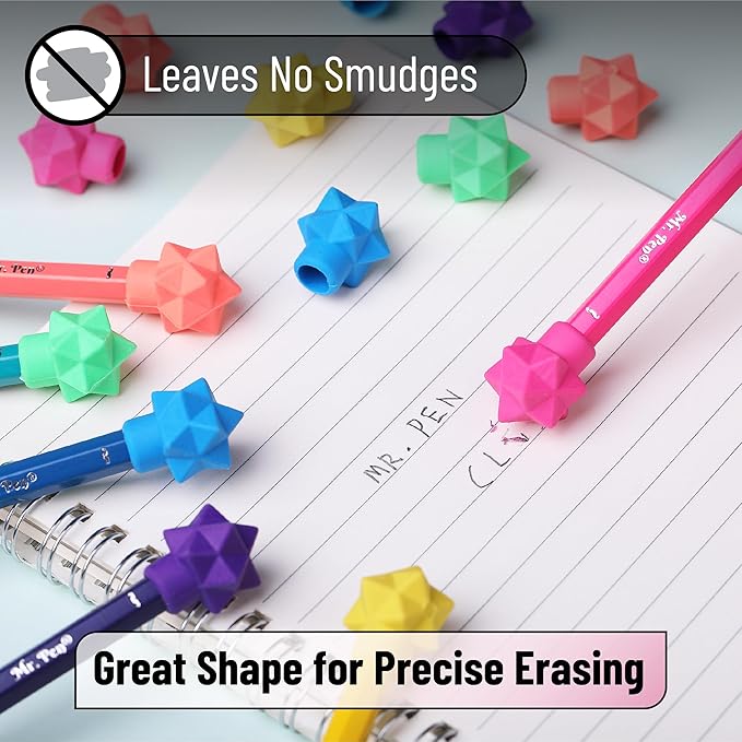 Mr. Pen- Pencil Top Erasers, 48 Pack, Vibrant Colors, Latex-Free | No-Smudge - Image 4