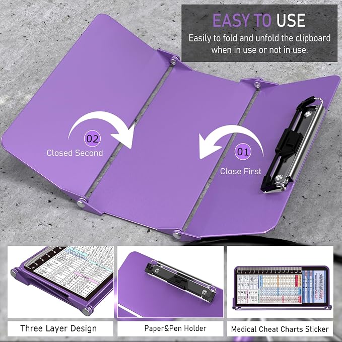 Nursing Clipboard Foldable, Foldable Clipboard w/Nursing Edition Medical Charts - Image 5