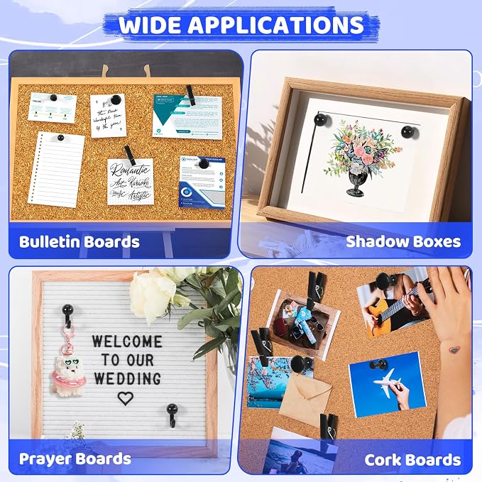 240Pcs Black Push Pins, 5 Style Thumb Tacks, Cork Board, Cork Board Accessories - Image 6