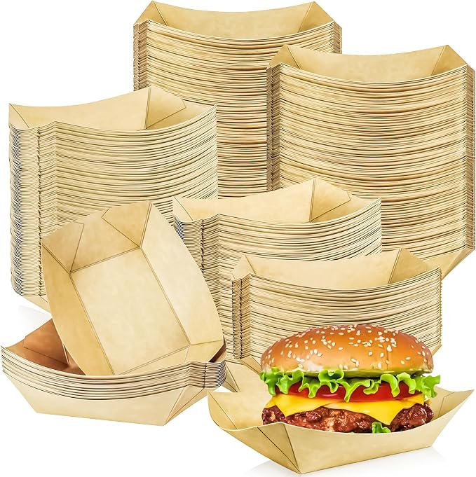250 Pack 1Lb Paper Food Boat Trays Disposable Paper Boat Plates Containers by MotBach