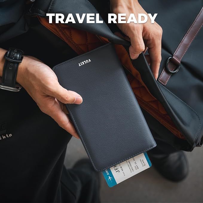 VULKIT Passport Holder Wallet RFID Blocking Travel Wallet - Image 5