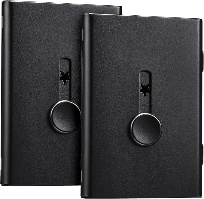 Tatuo 2 Pcs Black Business Card Holder Thumb Drive Stainless Steel Business by Tatuo