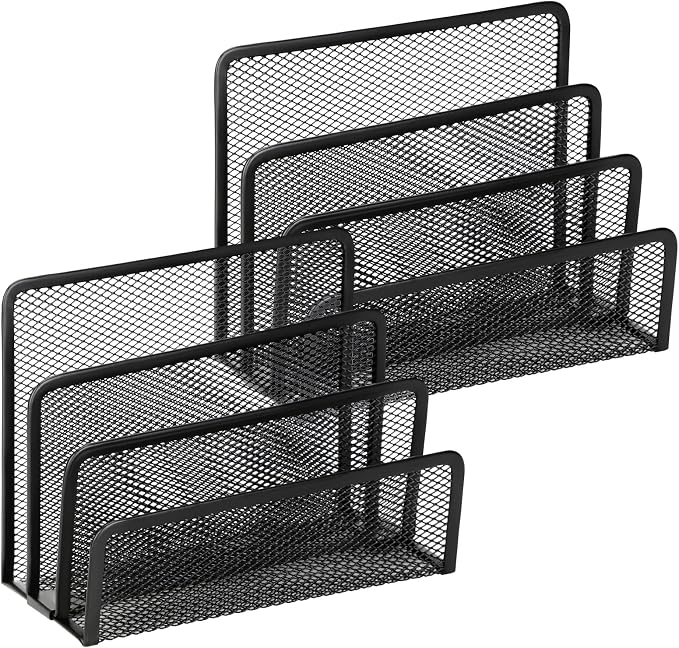 2 Pieces Desk Mail Organizer, Metal Mesh Small File Holders Letter Organizer - Image 2