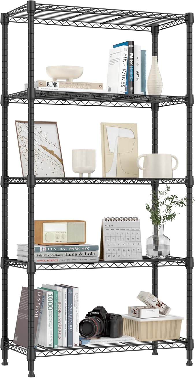 M MZG 1250 lbs 5 Tier Shelf Metal Storage Shelves Shelving Wire Rack Heavy Duty by MEIGAOPLASTICANDMETALHKCOLIMITED