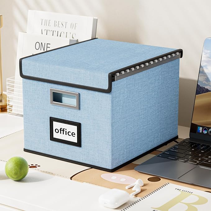 File Organizer Box with Lid, Collapsible File Folder Organizer - Image 2
