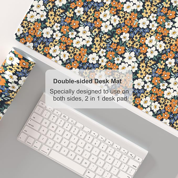 Colorful Star Large Mouse Pad, Floral Desk Mat Office Supplies, Waterproof Faux - Image 5