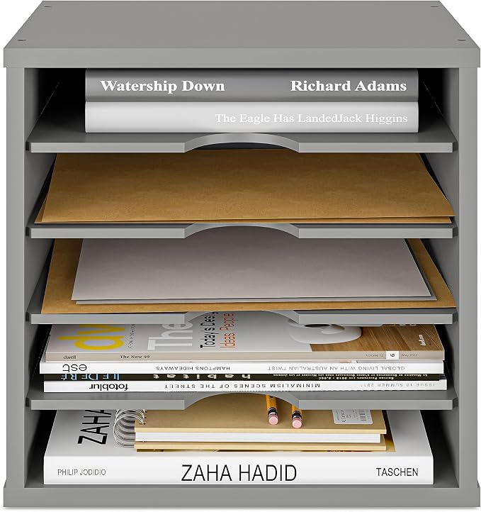 Ballucci 5-Tier File Organizer for Desk, Wooden Mail Sorter, Office Desk - Image 2
