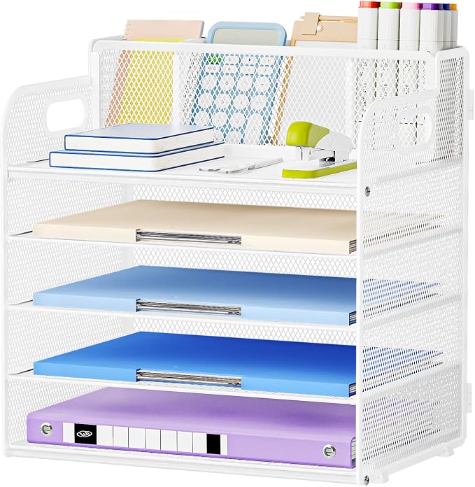 Marbrasse 5 Tier Paper Organizer Letter Tray, Mesh Desk File Organizer by Marbrasse
