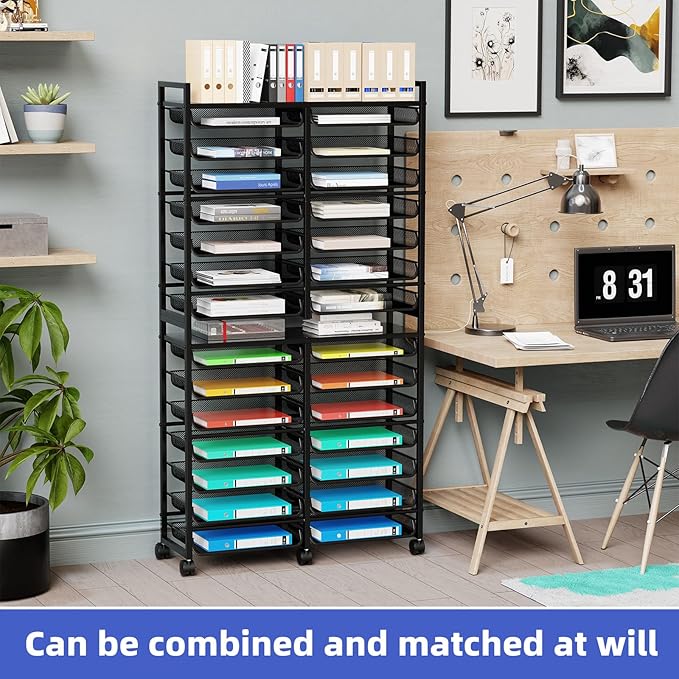 Simple Trending 15-Tier Rolling File Cart, Desk File Organizer - Image 6