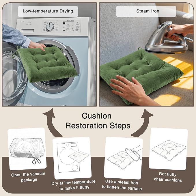 OVOV 2 Pack Chair Cushions for Dining Chairs Soft Seat Cushions for Kitchen - Image 7