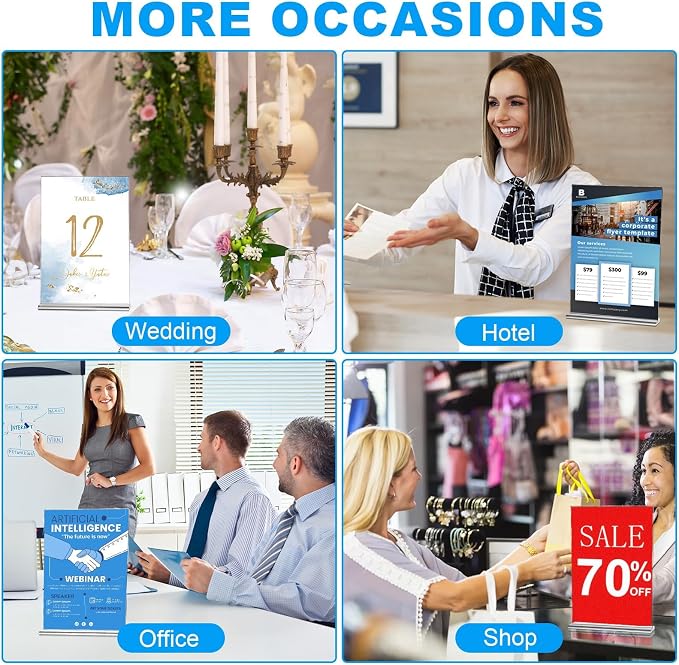EHWINE Acrylic Sign Holder 8.5 x 11, 18 Pack Double-Sided Stand up Table Top - Image 6