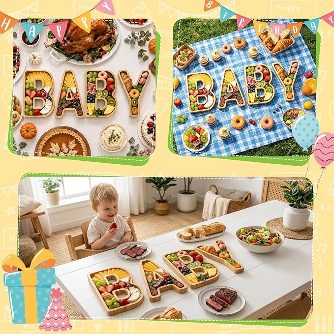 4PCS Baby Charcuterie Board Letters- Fillable Letter Food Serving Tray - Image 6