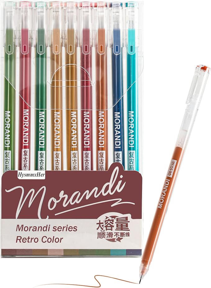 9 Colored Gel Pens Set, 0.6mm Fine Point by HysmmxHer
