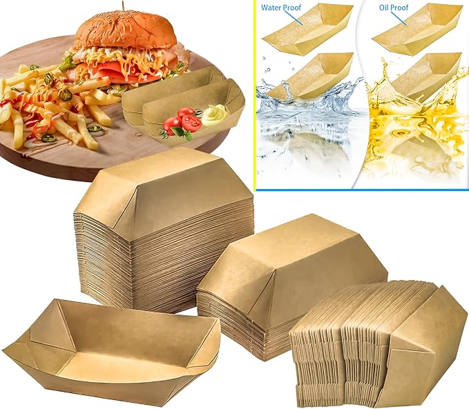 180 Pack 1/2 lb Disposable Kraft Food Paper Trays, Small Eco-Friendly Paper - Image 6