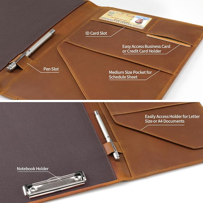 Jack&Chris Leather Portfolio, A4 Document Folder Legal Pad Padfolio, - Image 5