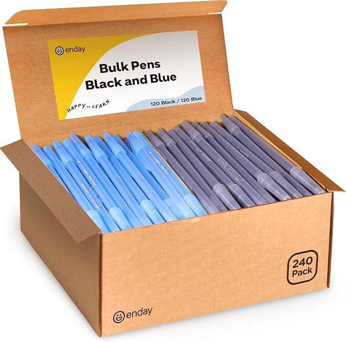 Enday Ballpoint Pens Bulk Blue and Black Pens 120 Black & 120 Blue by Enday