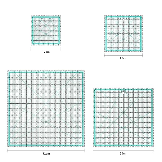 MANUFORE 4pcs Square Quilting Ruler Sewing Acrylic Ruler Anti-Slip Metric Ruler - Image 2